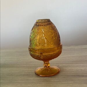 Tiara Amber Pressed Glass Fairy Lamp